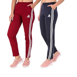 seaprint women39s stripe design athletic running trackpants with side pockets  stretchable cotton blend  comfortable lower gym wear for ladies  trouser  workout pants