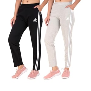 seaprint women39s stripe design athletic running trackpants with side pockets  stretchable cotton blend  comfortable lower gym wear for ladies  trouser  workout pants