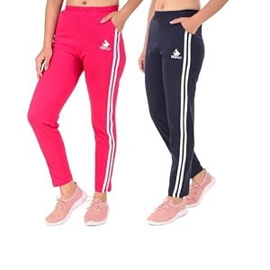 seaprint women39s stripe design athletic running trackpants with side pockets  stretchable cotton blend  comfortable lower gym wear for ladies  trouser  workout pants