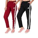 SEAPRINT Women's Stripe Design Athletic Running Trackpants with Side Pockets | Stretchable Cotton Blend | Comfortable Lower Gym Wear for Ladies | Trouser | Workout Pants