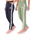 SEAPRINT Women's Stripe Design Athletic Running Trackpants with Side Pockets | Stretchable Cotton Blend | Comfortable Lower Gym Wear for Ladies | Trouser | Workout Pants