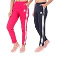 SEAPRINT Women's Stripe Design Athletic Running Trackpants with Side Pockets | Stretchable Cotton Blend | Comfortable Lower Gym Wear for Ladies | Trouser | Workout Pants