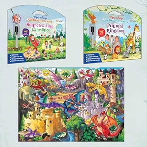 search amp find expedition activity mat animal kingdom activity mat and giant dragon colouring poster  combo of 2 activity mats with pen and colouring poster