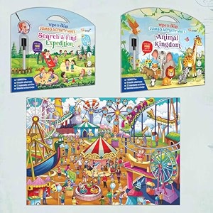 search amp find expedition activity mat animal kingdom activity mat and giant circus colouring poster  combo of 2 activity mats with pen and colouring poster