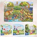 SEARCH &amp; FIND EXPEDITION activity mat, FAIRY LAND ADVENTURES activity mat, ANIMAL KINGDOM activity mat and GIANT DINOSAUR COLOURING POSTER | Combo of 3 activity mats with pen and 1 colouring poster