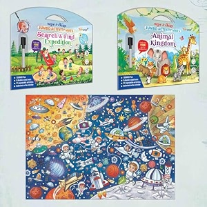 search amp find expedition activity mats animal kingdom activity mats and giant space colouring poster  combo of 2 activity mats with pen and colouring poster