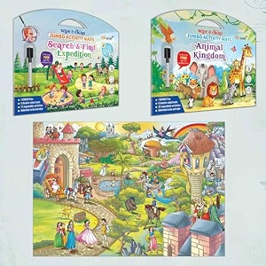 search amp find expedition activity mats animal kingdom activity mats and giant princess castle colouring poster  combo of 2 activity mats with pen and colouring poster