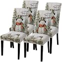 SearchI Christmas Dining Room Chair Covers Set of 4, Stretch Xmas Chair Slipcovers Protector, Spandex Washable Kitchen Parsons Chair Cover for Dining Room,Christmas Decor,Holiday Party(Snowman)