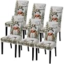 SearchI Christmas Dining Room Chair Covers Set of 6, Stretch Xmas Chair Slipcovers Protector, Spandex Washable Kitchen Parsons Chair Cover for Dining Room,Christmas Decor,Holiday Party(Snowman)