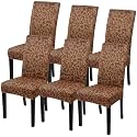 SearchI Printed Dining Room Chair Covers Set of 6, Stretch Kitchen Chair Covers Washable Parsons Chair Slipcover Removable Dining Chair Protectors for Hotel,Ceremony(Leopard Print)