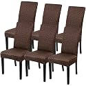 SearchI Printed Dining Room Chair Covers Set of 6, Stretch Kitchen Chair Covers Washable Parsons Chair Slipcover Removable Dining Chair Protectors for Hotel,Ceremony(Coffee Leopard Print)