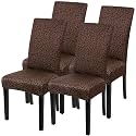 SearchI Printed Dining Room Chair Covers Set of 4, Stretch Kitchen Chair Covers Washable Parsons Chair Slipcover Removable Dining Chair Protectors for Hotel,Ceremony(Coffee Leopard Print)