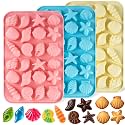 Seashell Silicone Mold for Chocolate,3PCS 24-Cavity Non-Stick Ocean Theme Chocolate Mold for Candy,Gummy,Cake Decorations