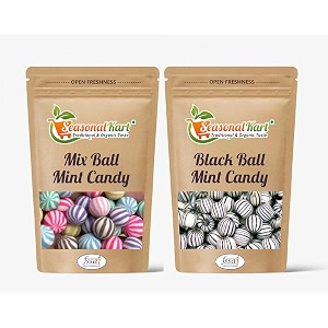 seasonalkart combo pack of colorful drops candy 400 gm amp zebra drops black balls candy mint 400 grams total 800 grams