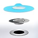 Seatery 2PCS Bathtub Stopper Hair Catcher Kit, Bathtub Drain Strainer, Tub Stopper Plug Cover, Sink Filter, Silicone Drain Stopper for Bathroom, Laundry (Blue)