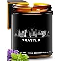 Seattle Candle, Thoughtful Seattle Themed Gifts for Men &amp; Women, Unique Skyline and City Souvenirs Ideas for Her, Best Sentimental Gifts for Moving Away, Ideal for Birthday, Christmas, Gift-Ready