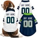 Seattle Dog Clothes Jersey Style Custom Pet T Shirt with Personalized Name Number for Small Medium Large Dogs