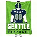 Seattle Throw Blanket Personalized Name and Number Gifts for Men Women Kids Flannel Tapestry