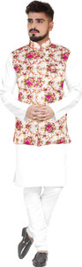 seawind men cotton blend kurta pyjama ethnic jacket set