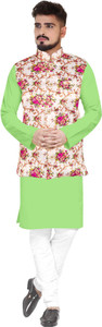 seawind men cotton blend kurta pyjama ethnic jacket set