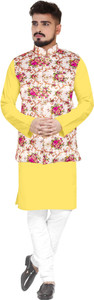seawind men cotton blend kurta pyjama ethnic jacket set
