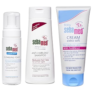 sebamed baby cream extra soft 200ml amp anti-hairloss shampoo 200ml amp clear face cleansing foam 150ml