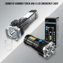 SEBON Combo of 2 Torch (Hammer torch and 4 LED torch with COB Flash) Torch (Black, 5 cm, Rechargeable)