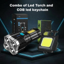 SEBON Combo of COB Led and Torch Torch (Black, 15 cm, Rechargeable)