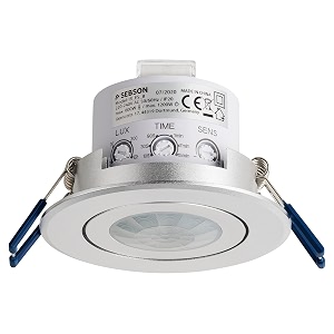 sebson indoor motion detector flush-mounted ceiling mounting programmable infrared sensor range 3-8 m360 installation motion sensor led swivelling 3-wire