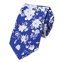 Secdtie Men's Skinny Tie Fashion Causal Cotton Floral Printed Linen Necktie