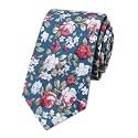 Secdtie Men's Skinny Tie Fashion Causal Cotton Floral Printed Linen Necktie