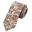 Secdtie Men's Skinny Tie Fashion Causal Cotton Floral Printed Linen Necktie