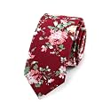 Secdtie Men's Skinny Tie Fashion Causal Cotton Floral Printed Linen Necktie