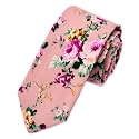 Secdtie Men's Skinny Tie Fashion Causal Cotton Floral Printed Linen Necktie