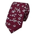 Secdtie Men's Skinny Tie Fashion Causal Cotton Floral Printed Linen Necktie