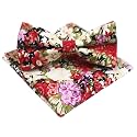 Secdtie Men's Skinny Tie Fashion Causal Cotton Floral Printed Linen Necktie