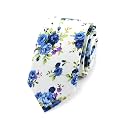 Secdtie Men's Skinny Tie Fashion Causal Cotton Floral Printed Linen Necktie