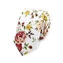 Secdtie Men's Skinny Tie Fashion Causal Cotton Floral Printed Linen Necktie