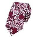 Secdtie Men's Skinny Tie Fashion Causal Cotton Floral Printed Linen Necktie