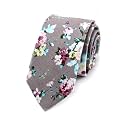 Secdtie Men's Skinny Tie Fashion Causal Cotton Floral Printed Linen Necktie