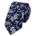 Secdtie Men's Skinny Tie Fashion Causal Cotton Floral Printed Linen Necktie