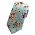 Secdtie Men's Skinny Tie Fashion Causal Cotton Floral Printed Linen Necktie
