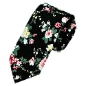 Secdtie Men's Skinny Tie Fashion Causal Cotton Floral Printed Linen Necktie