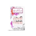 Secret Lives Aanie French Reusable Artificial Fake Nails 24 pieces Set White & Black Tips Design Press on Nails Extensions with Kit