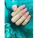 Secret Lives Nails Wrap14 Pieces Pinkish Rust with Golden Glitter Silver Fake Nail Artificial Nails Extension Kit for Women Reusable