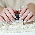 Secret Lives® acrylic press on nails designer artifical nails extension pink shimmer with silver studs fake nails design 24 pieces set