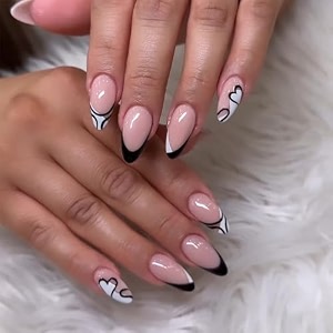 secret lives acrylic press on nails reusable artificial designer fake nails extension black 24 pieces set with kit