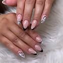 Secret Lives Acrylic Press on Nails Reusable Artificial Designer Fake Nails Extension Black 24 Pieces Set with Kit