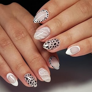 Secret Lives Black Spotted Leopard Print Almond