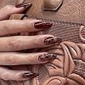 Secret Lives Glossy Dark Brown Color with Translucent Leopard Print Color Reusable Artificial Fake False Press on Nails 24 Pieces Set with Kit